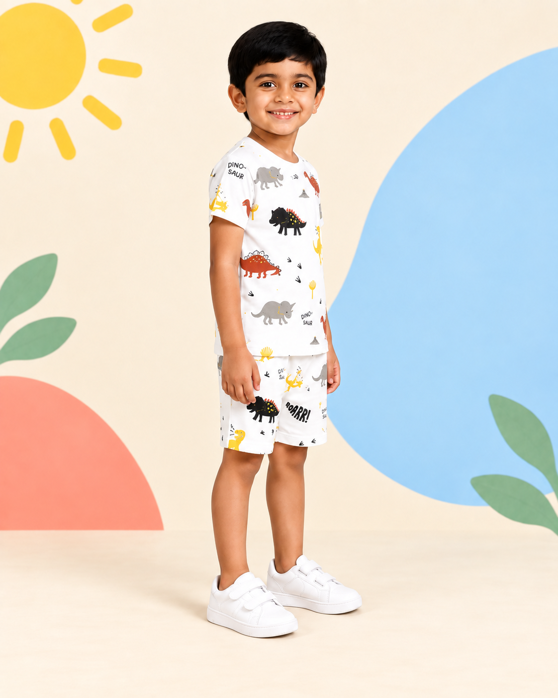 White Dinosaur Print Short Set - product image 3