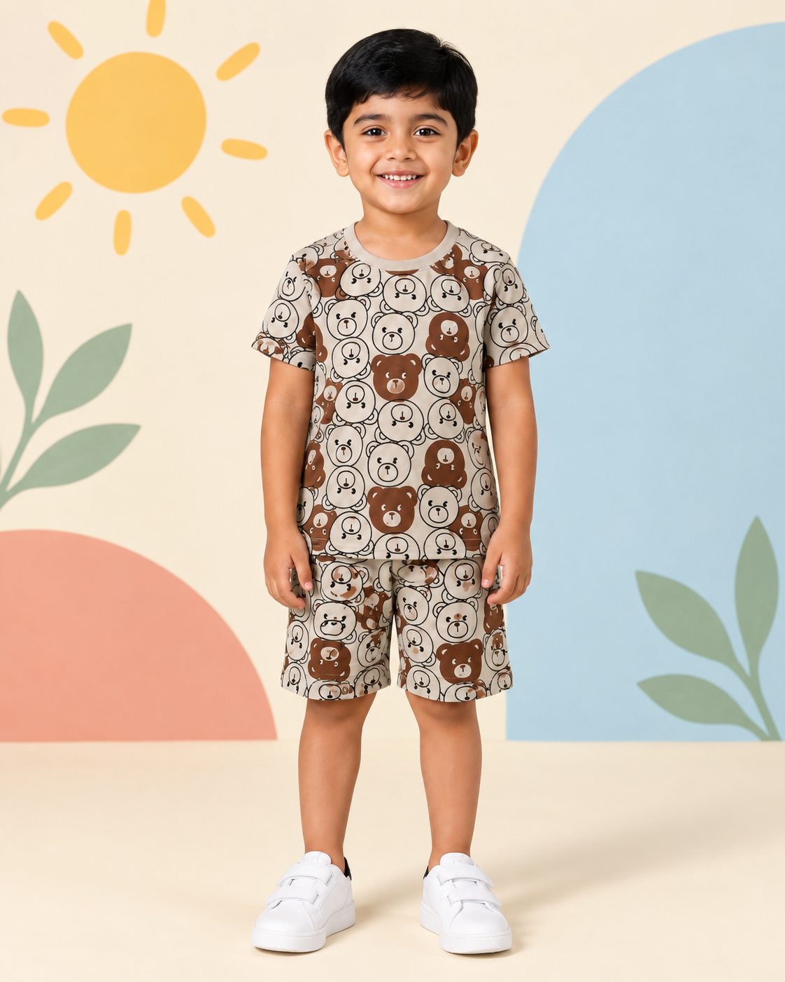Brown Teddy Print Short Set - product image 1
