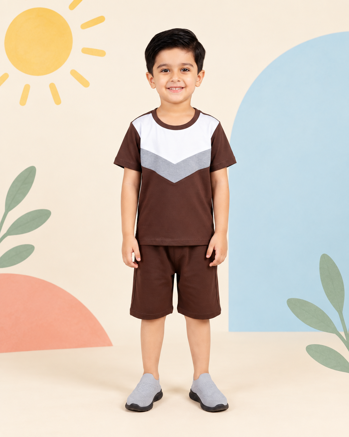 Brown Chevron Classic Short Set - product image 1