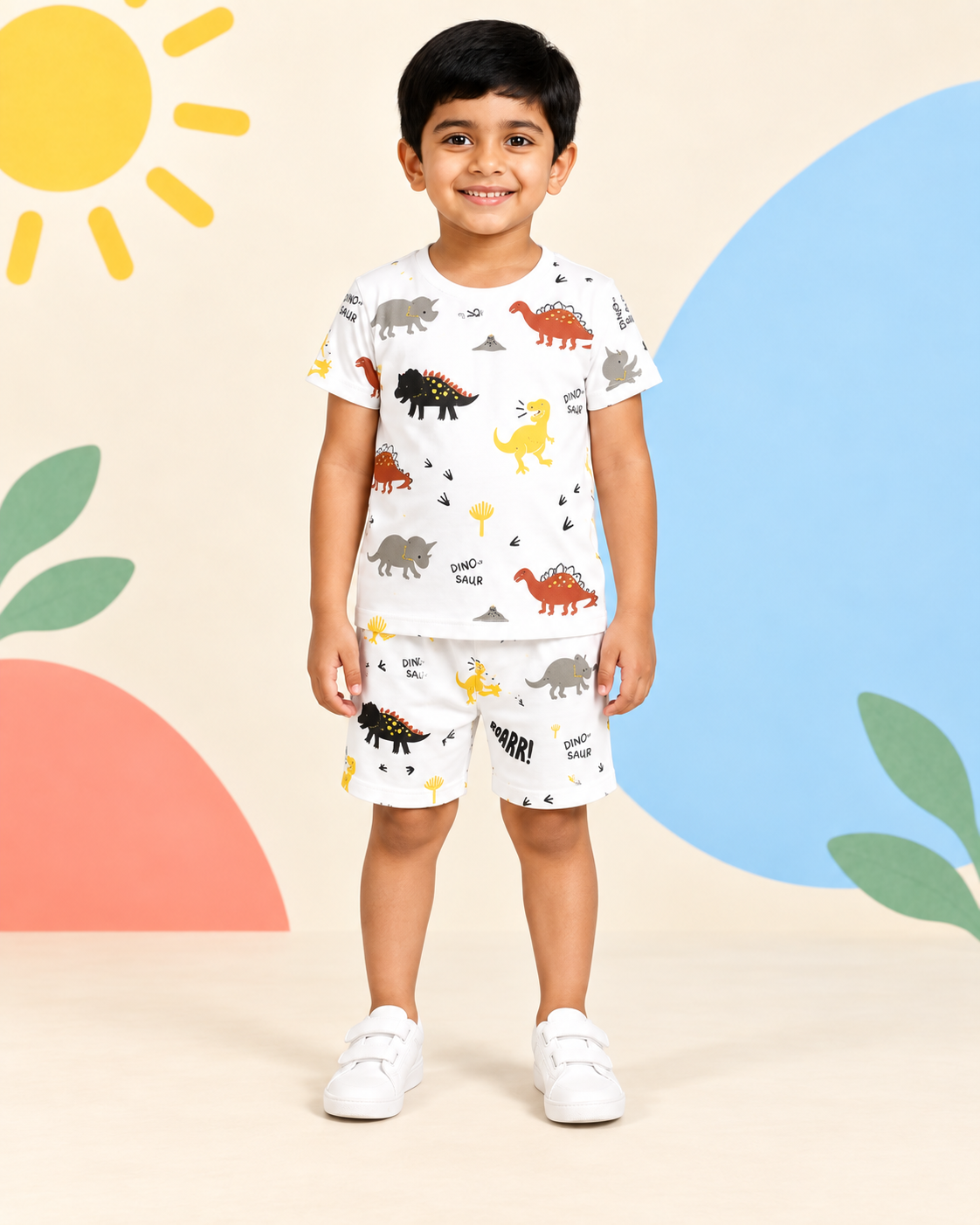 White Dinosaur Print Short Set - product image 1