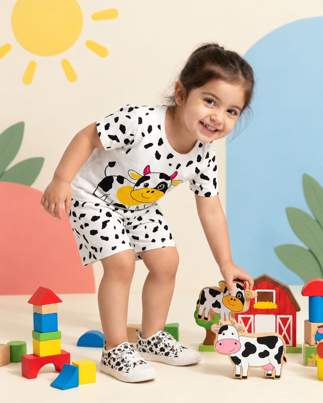 Cow and Bee Girls Short Set - product image 2
