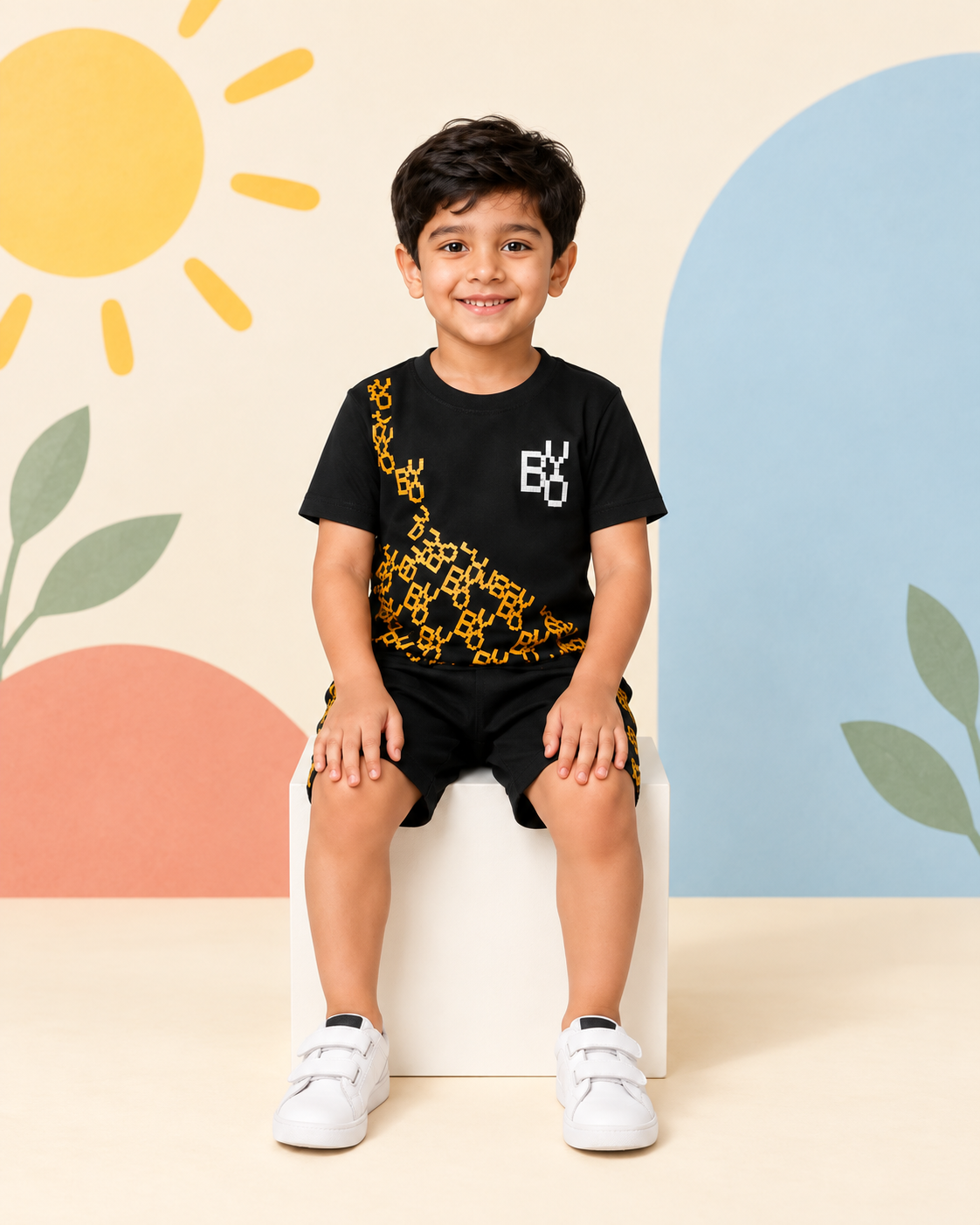 Black Yellow Pattern Short Set - product image 2