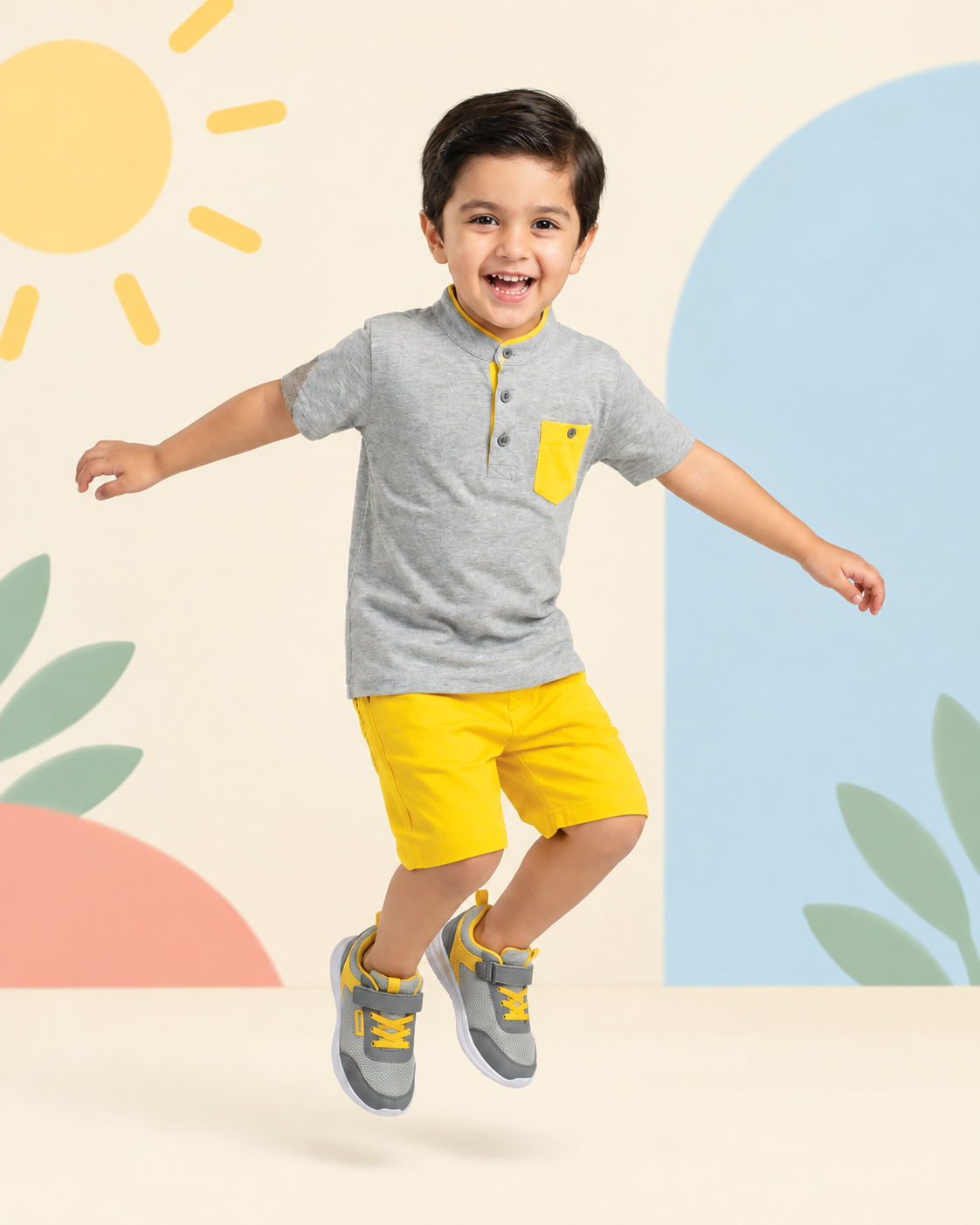Grey Polo Yellow Shorts Set - product image 3