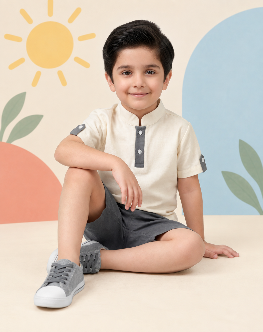 Beige Polo Grey Shorts Set - product image 2
