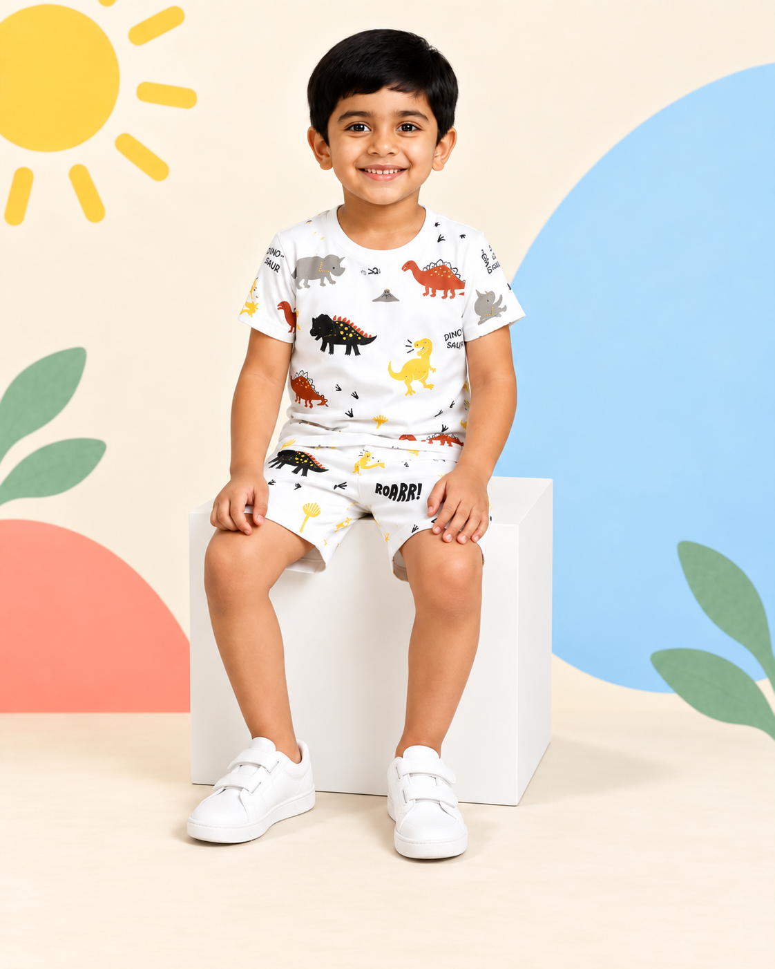 White Dinosaur Print Short Set - product image 2