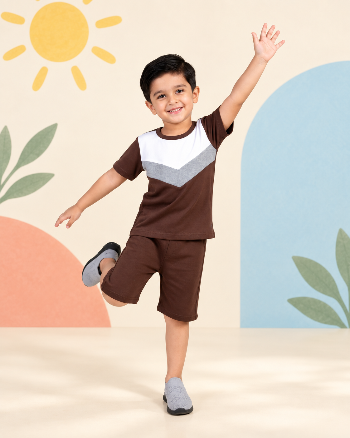 Brown Chevron Classic Short Set - product image 2