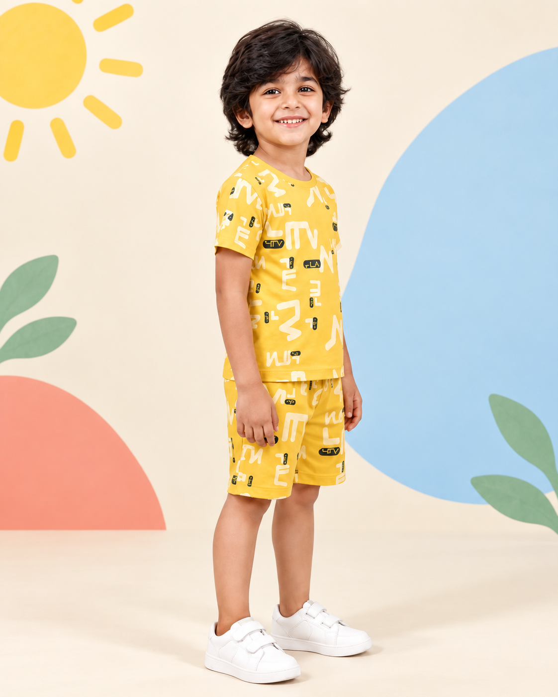 Yellow Alphabet Print Short Set - product image 2