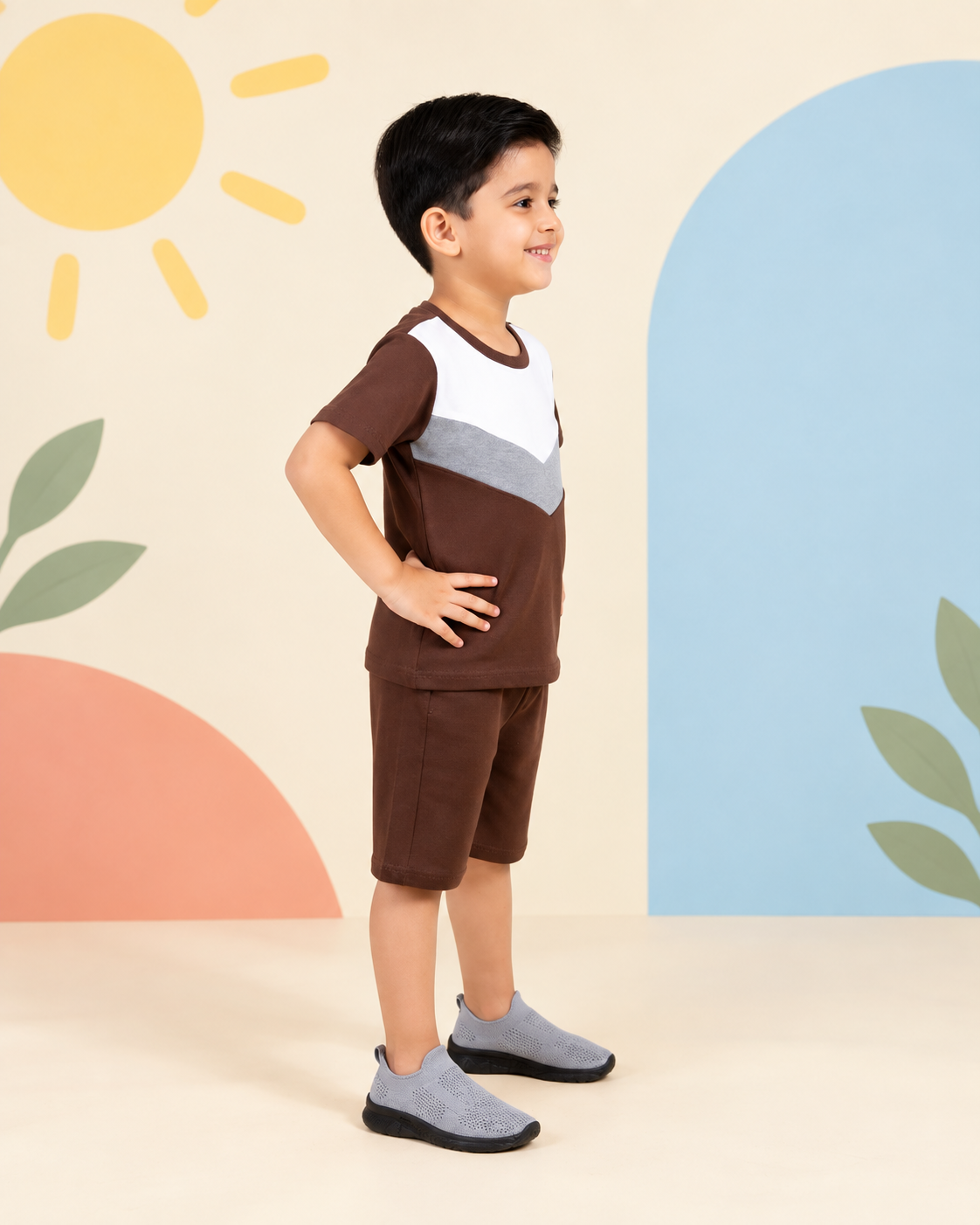 Brown Chevron Classic Short Set - product image 3