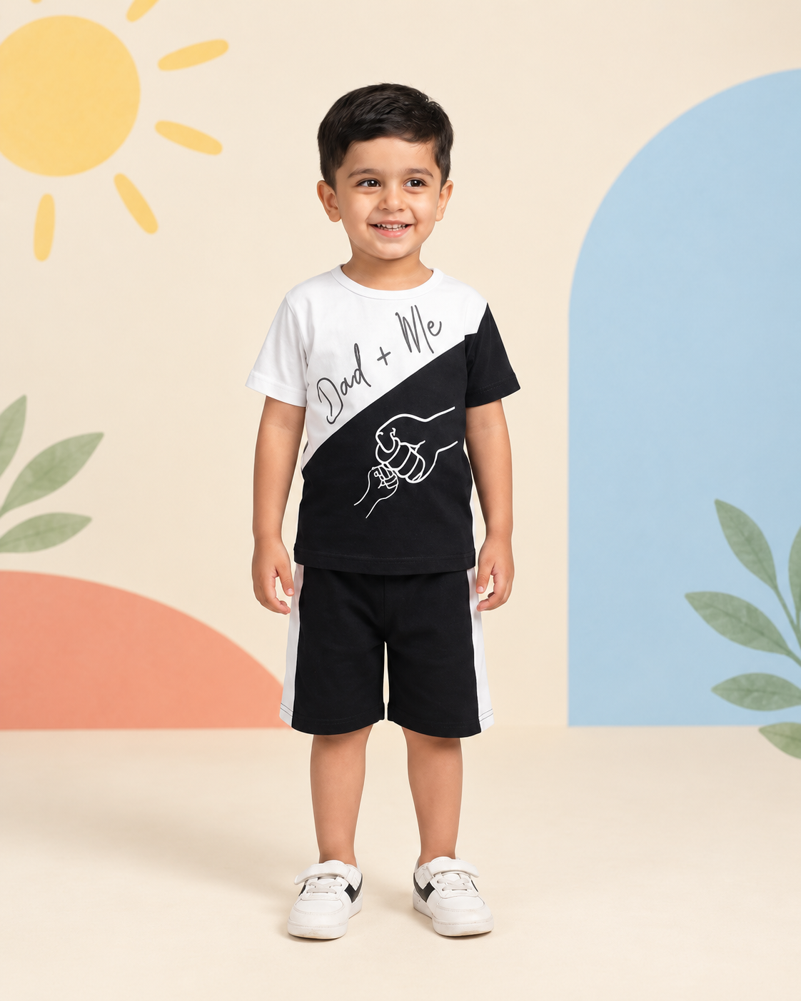 White Black Diagonal Short Set - product image 1