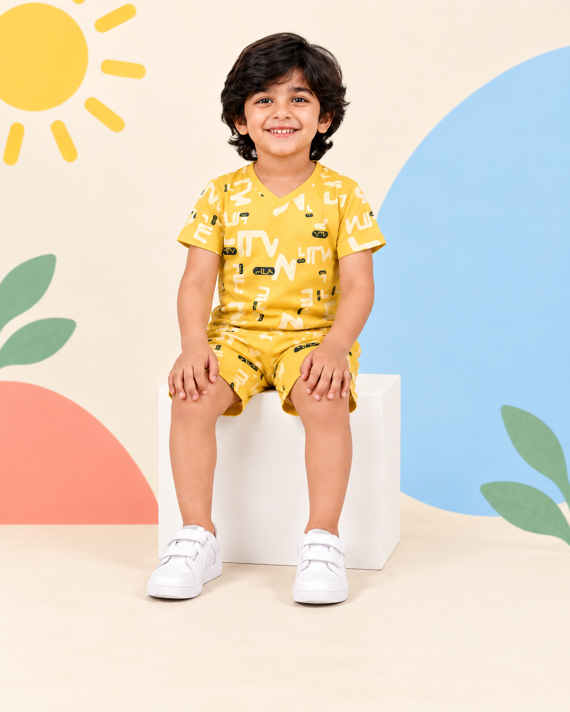 Yellow Alphabet Print Short Set - product image 1