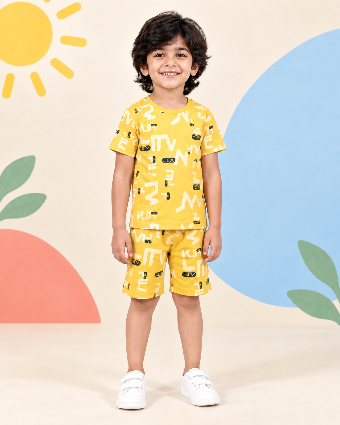 Yellow Alphabet Print Short Set - product image 3