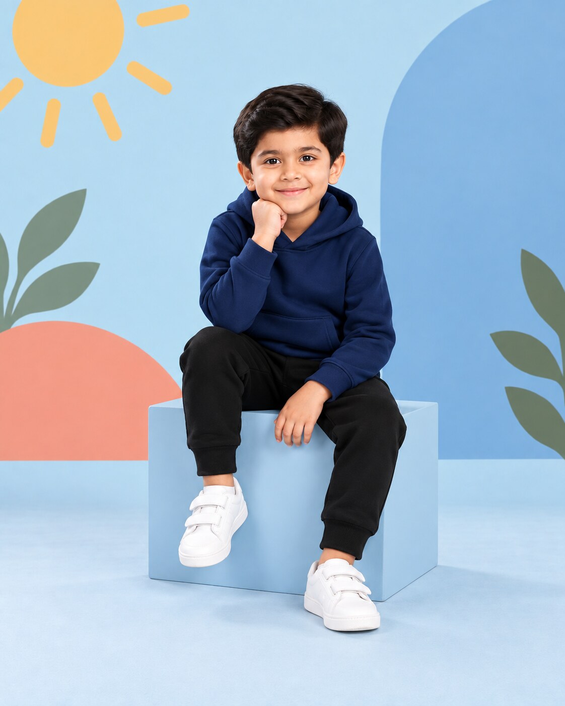 Kids Winter Hoodie Set - seated