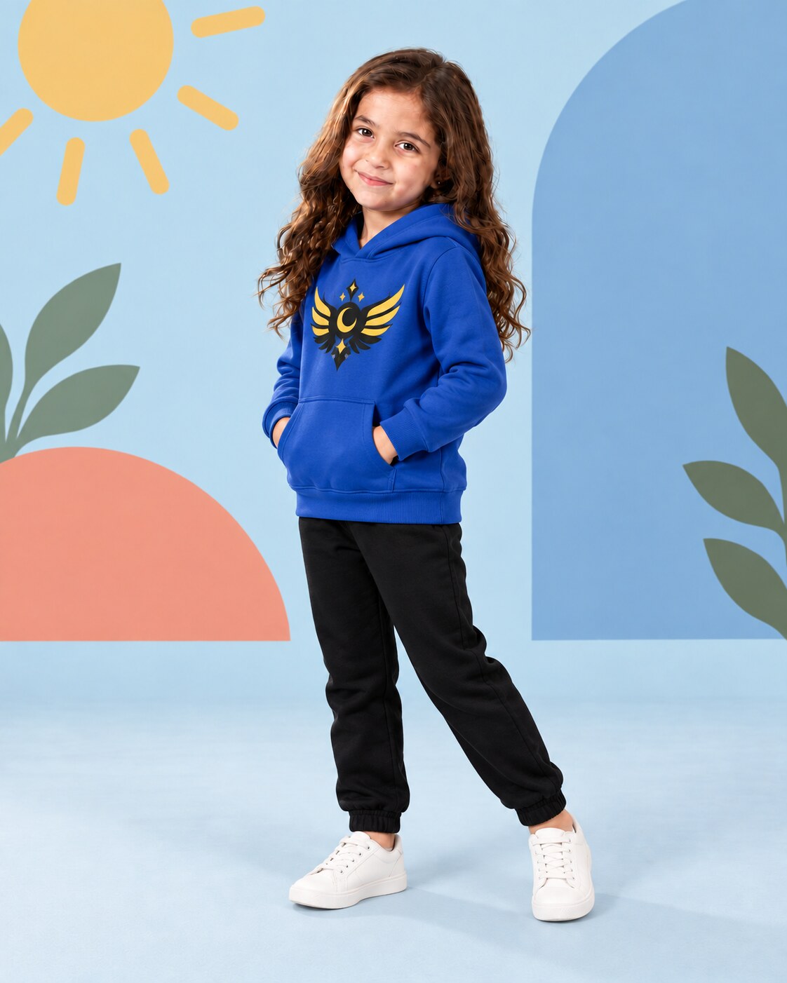 Kids Winter Hoodie Set | Batman Printed - side angle