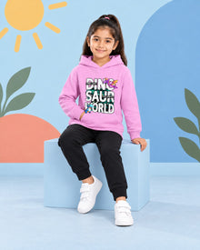 Kids Winter Hoodie Set | Dinosaur World Printed - seated