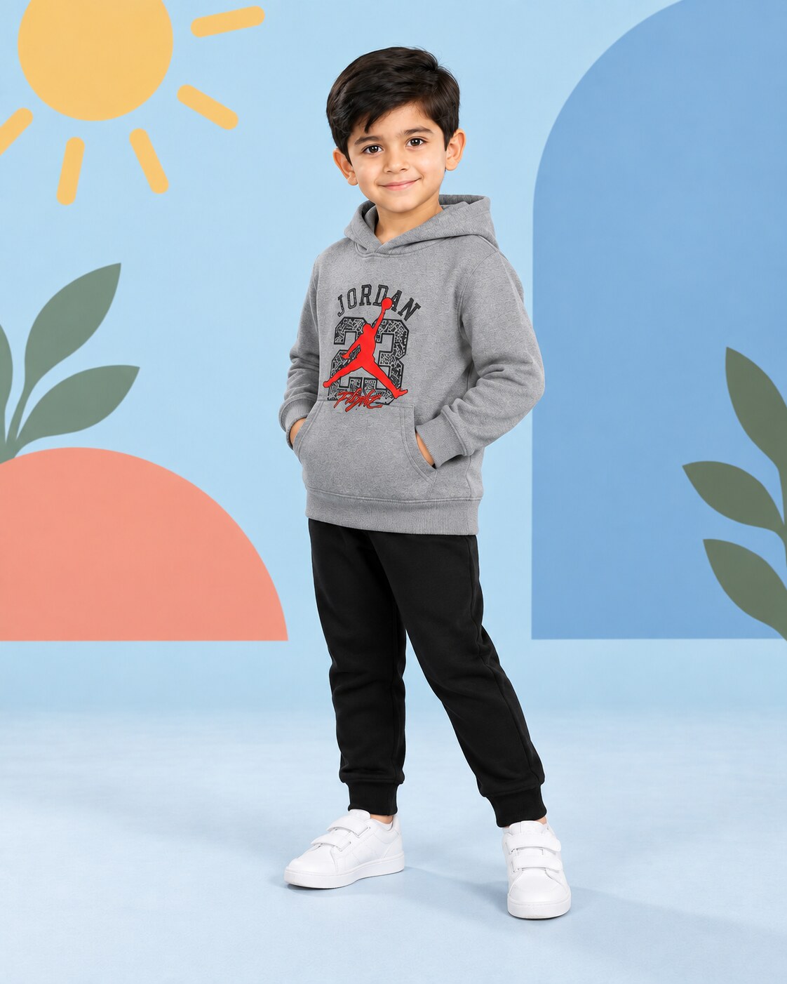 Kids Winter Hoodie Set | J 23 Printed - side angle
