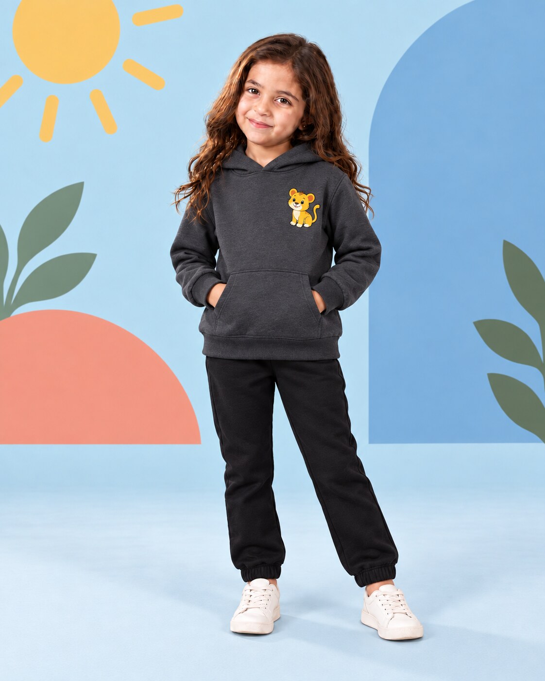 Kids Winter Hoodie Set | Pikachu Printed - front standing