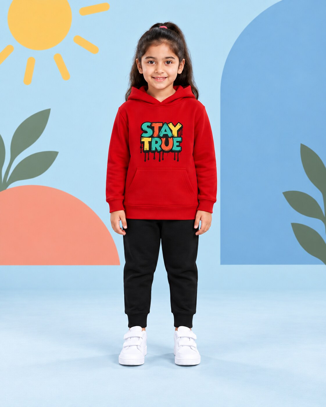Kids Winter Hoodie Set | Snoopy Printed - side angle