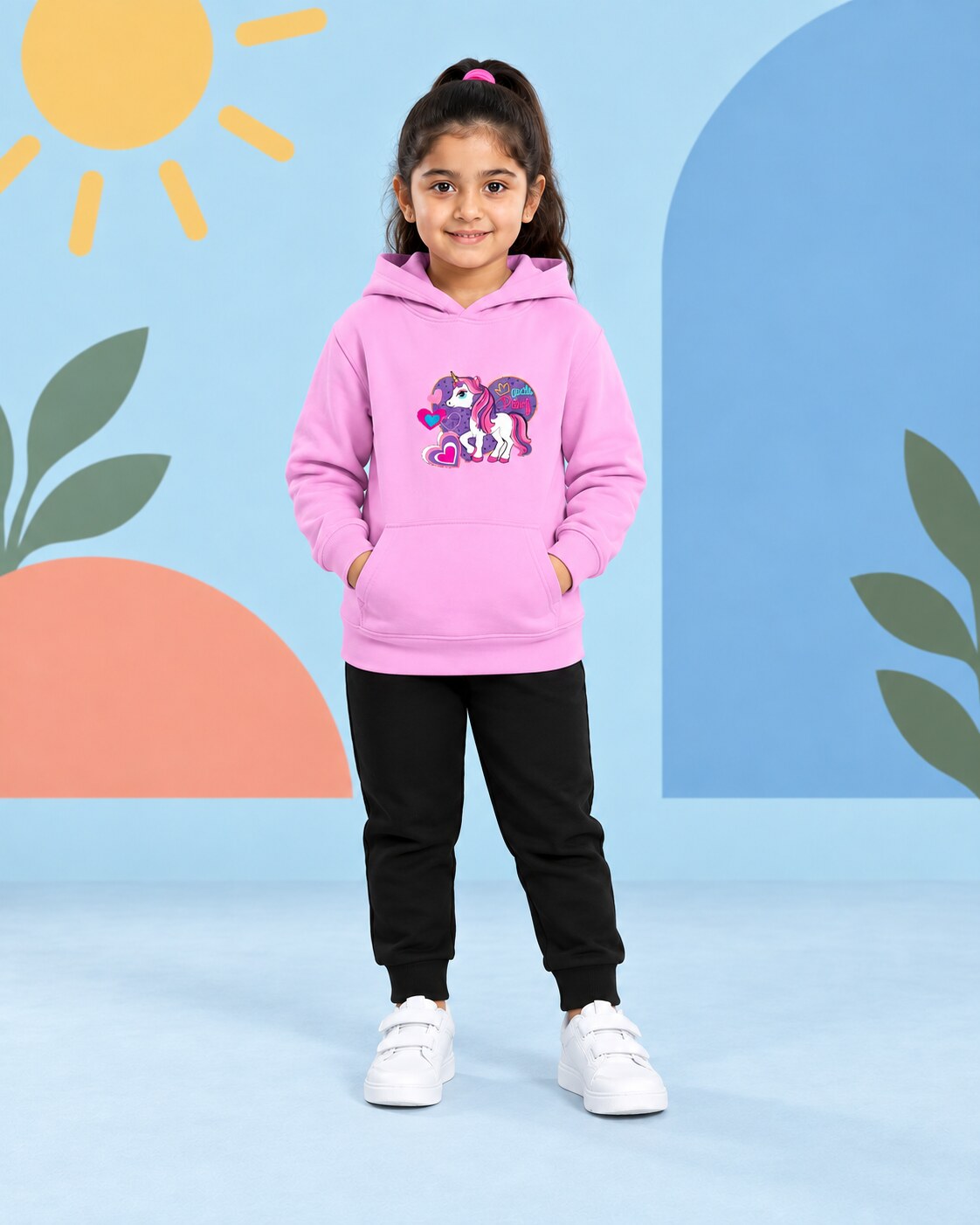 Kids Winter Hoodie Set | Street Racing Printed - side angle