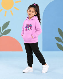 Kids Winter Hoodie Set | Unicorn Printed - side angle