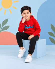 Kids Winter Hoodie Set | Vagabond Printed - seated
