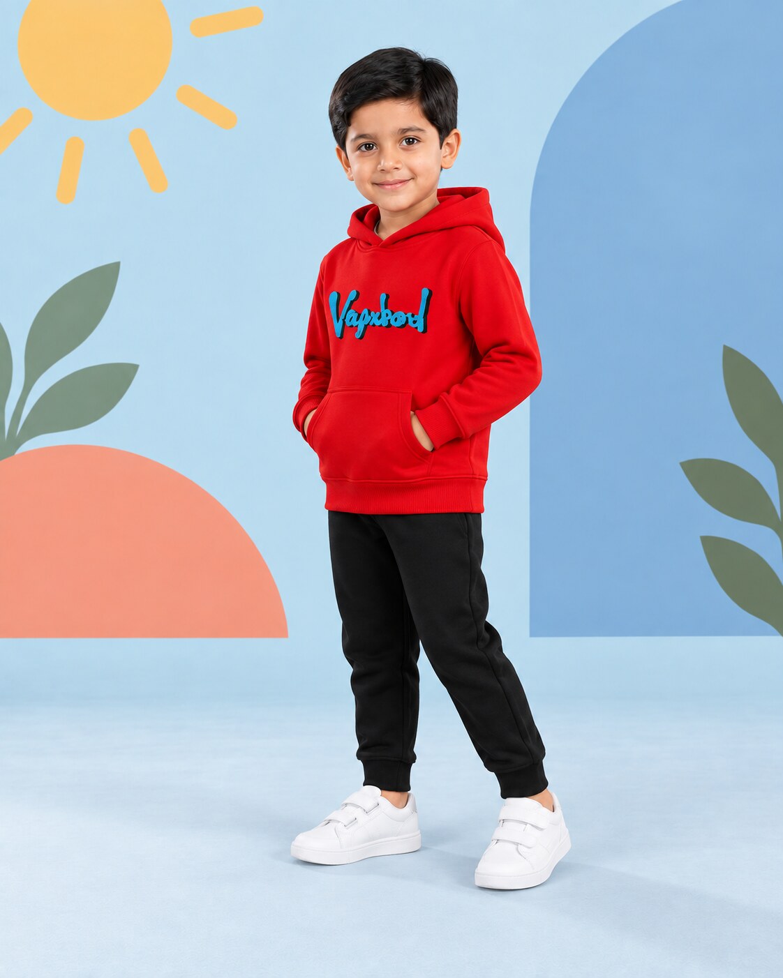Kids Winter Hoodie Set | Vagabond Printed - side angle
