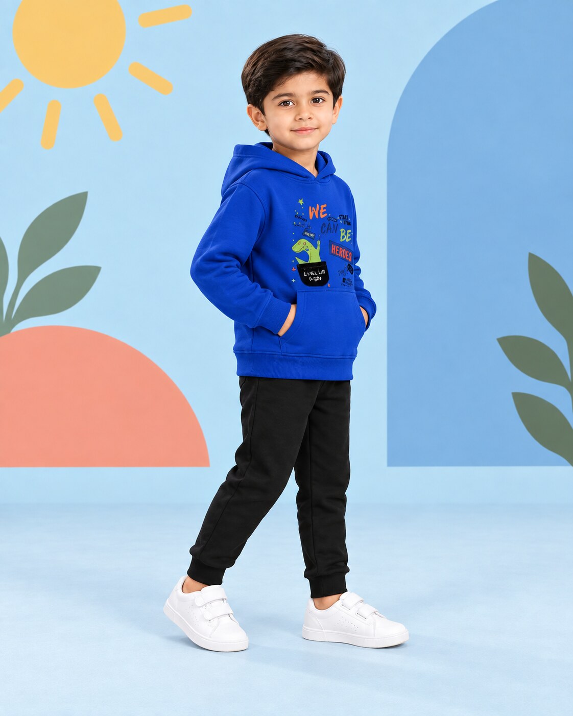 Kids Winter Hoodie Set | We Can Be Heroes - side angle