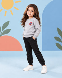 Kids Winter Sweat Shirt Set | Captain America Printed - side angle