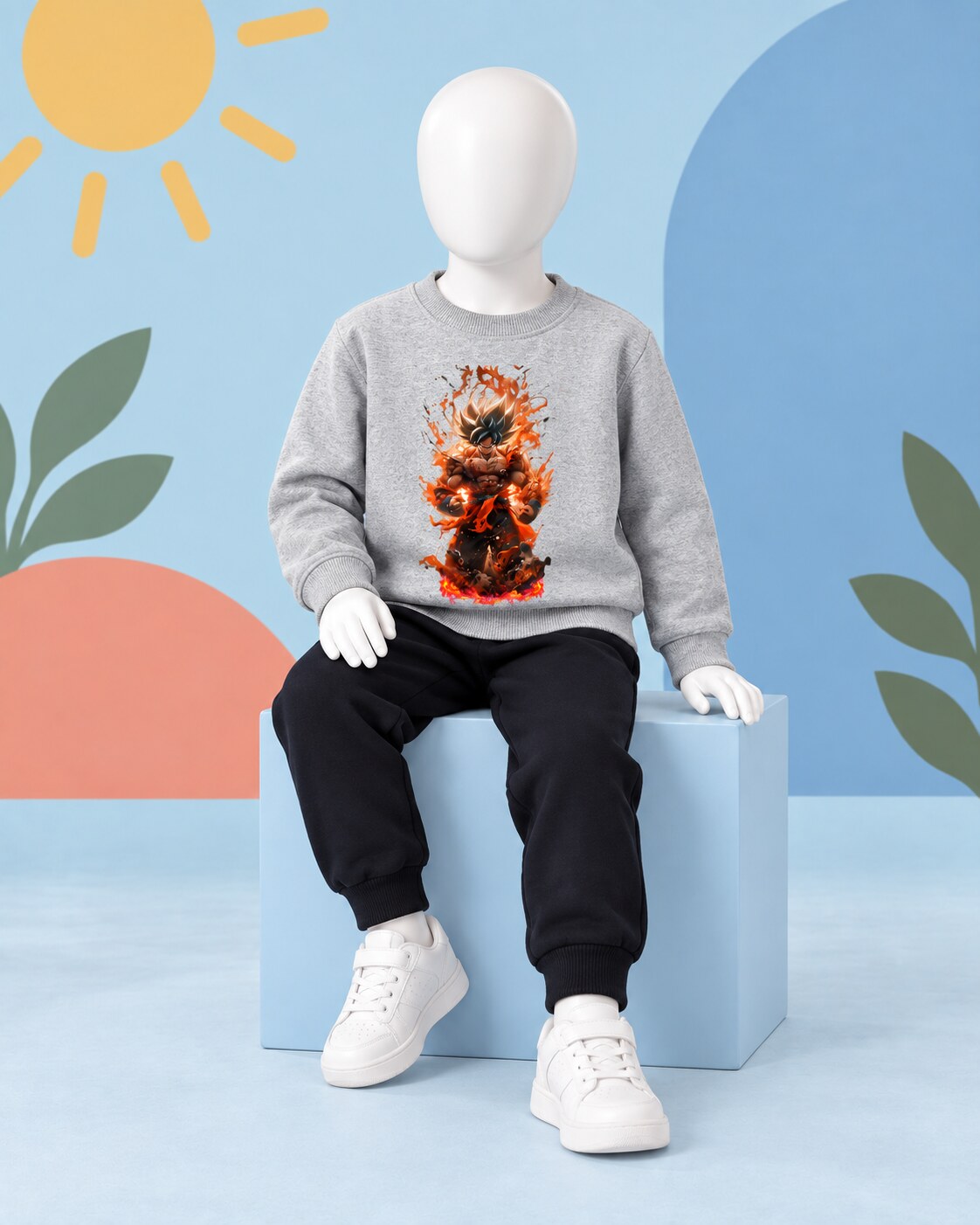 Kids Winter Sweat Shirt Set | Dragon Ball Z Printed - seated