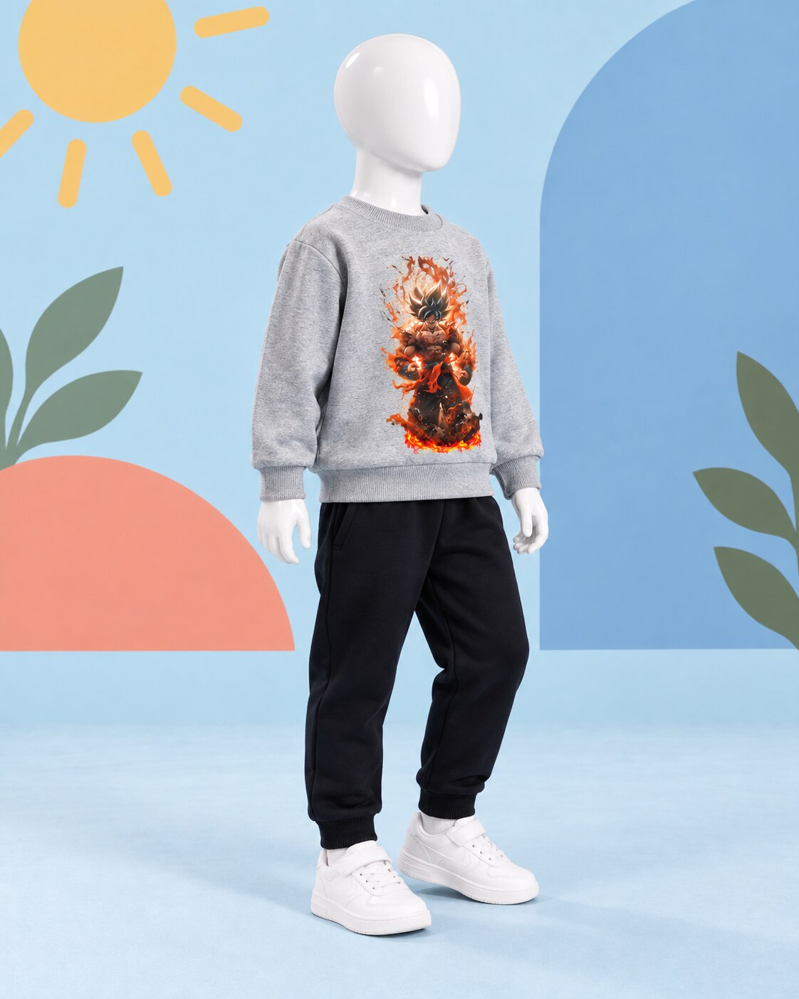 Kids Winter Sweat Shirt Set | Dragon Ball Z Printed - side angle