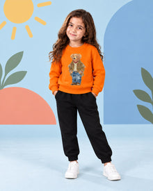 Kids Winter Sweat Shirt Set | Versace Printed - front standing