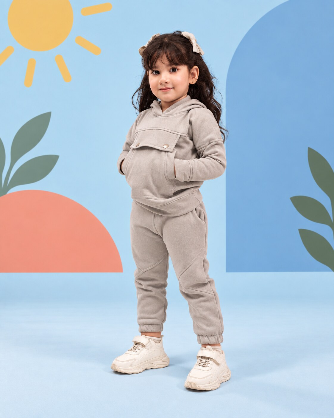 Mocha Grey Comfort Set – Unisex Winter Fleece Wear - side angle