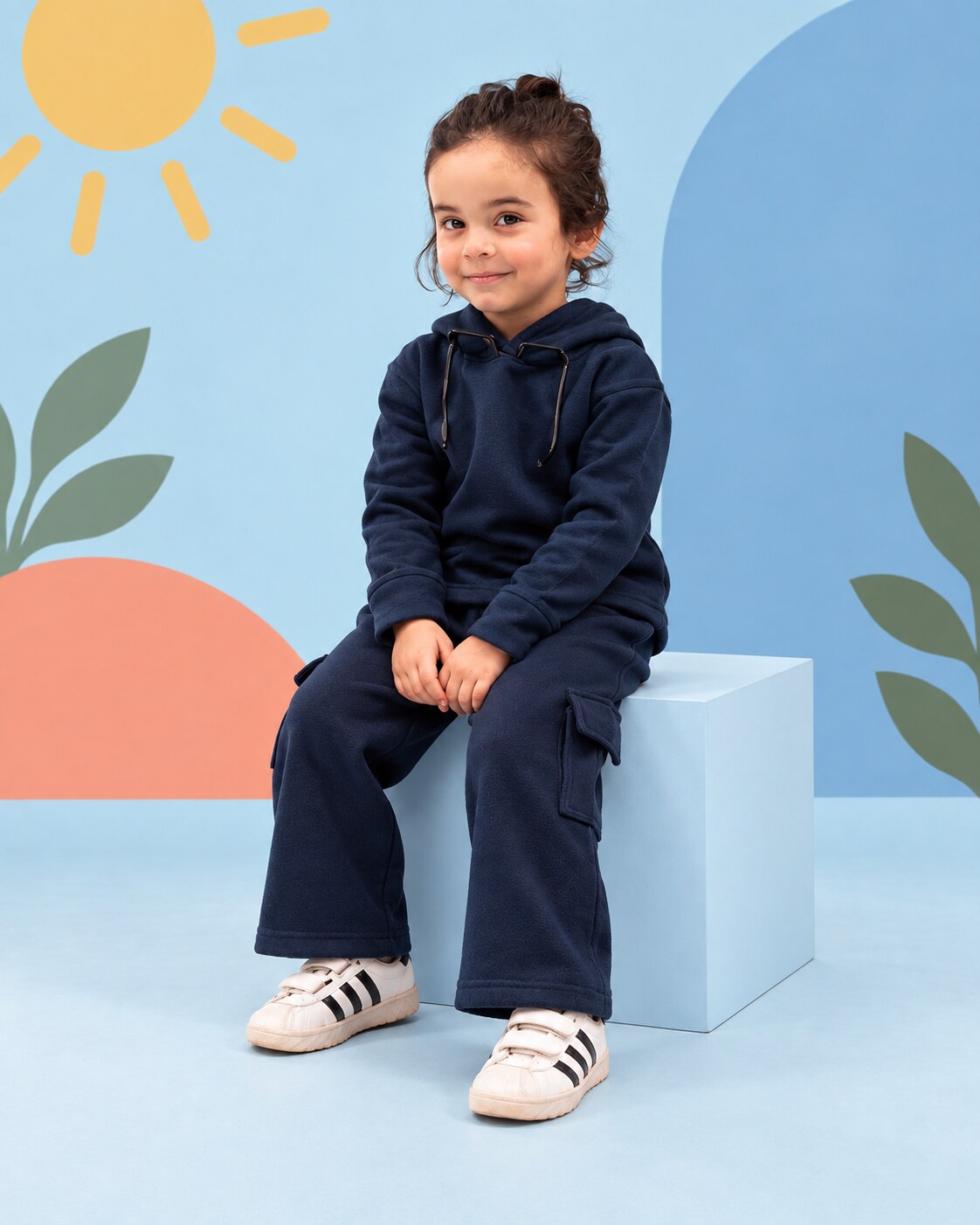 Premium Kids Pistachio Fleece Hoodie & Jogger Set - side angle